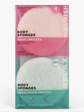 Clinical Works Rose & Eucalyptus Body Sponges 4 Pack